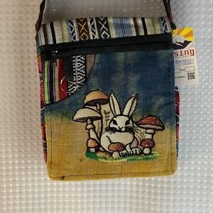 Rising International Mushroom Bunny Hippie Boho Crossbody Shoulder Bag NWT